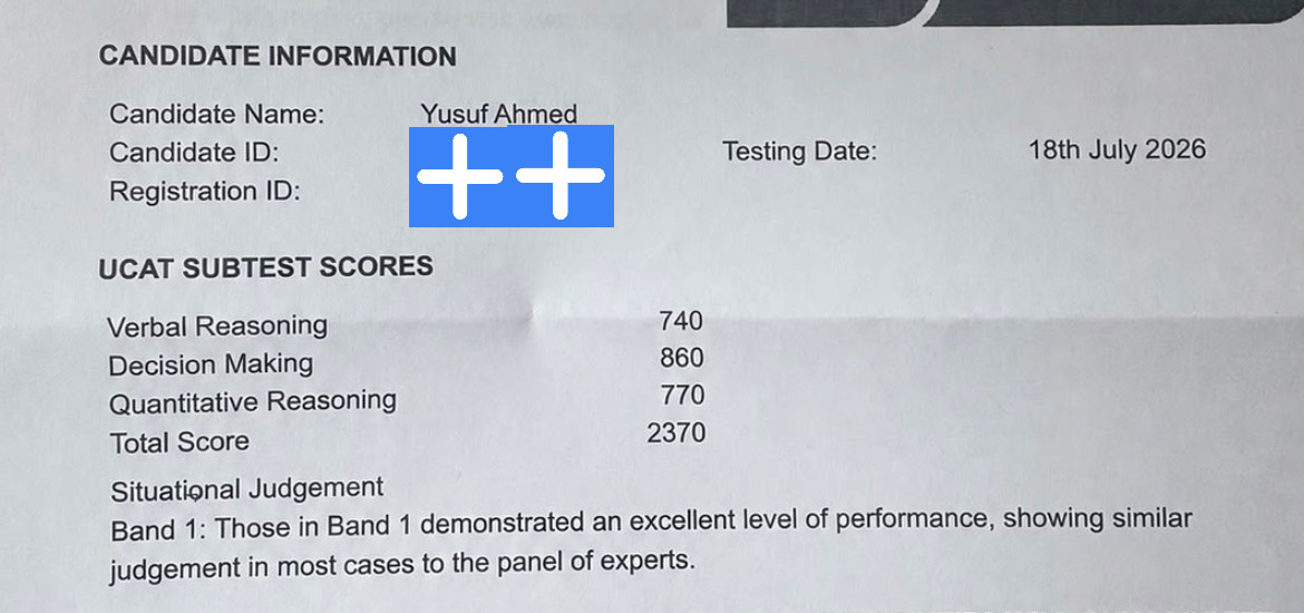 Yusuf - MAX member's UCAT score